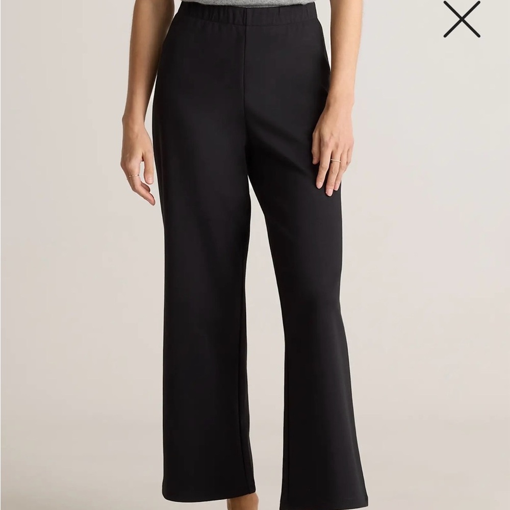 Quince Black Wide leg organic cotton double knit pants in Medium